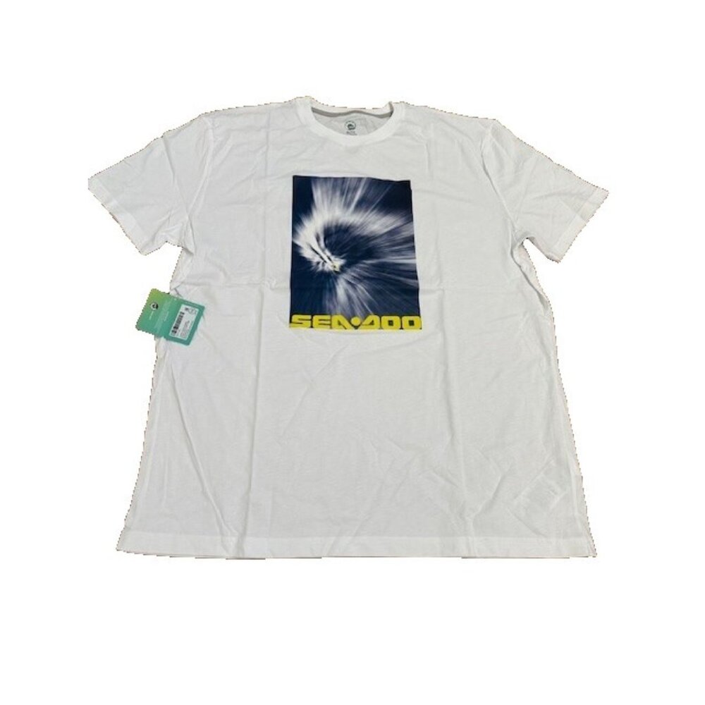 Sea doo Ocean View Boat T Shirt Men XL Surf White Tee Beach NWT Navy Blue Yellow